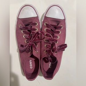 Womens  Converse All Star Low Top Dark Pink Velvet Gold Eyelets 561706F